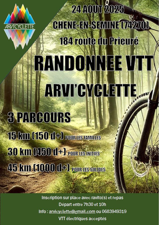 Affiche de La 1ère Randonnée VTT ARVI'CYCLETTE à Chêne-en-Semine