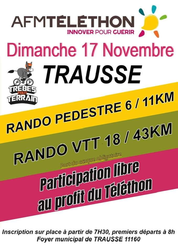 Affiche de Une randonnée VTT et pédestre pour le téléthon à Trausse