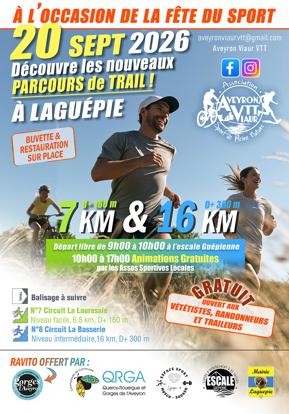 Affiche de Découverte des nouveaux parcours (Vtt_trail_rando) 7 et 16 km à laguépie 82250 (1ère édition) à Saint-Martin-Laguépie