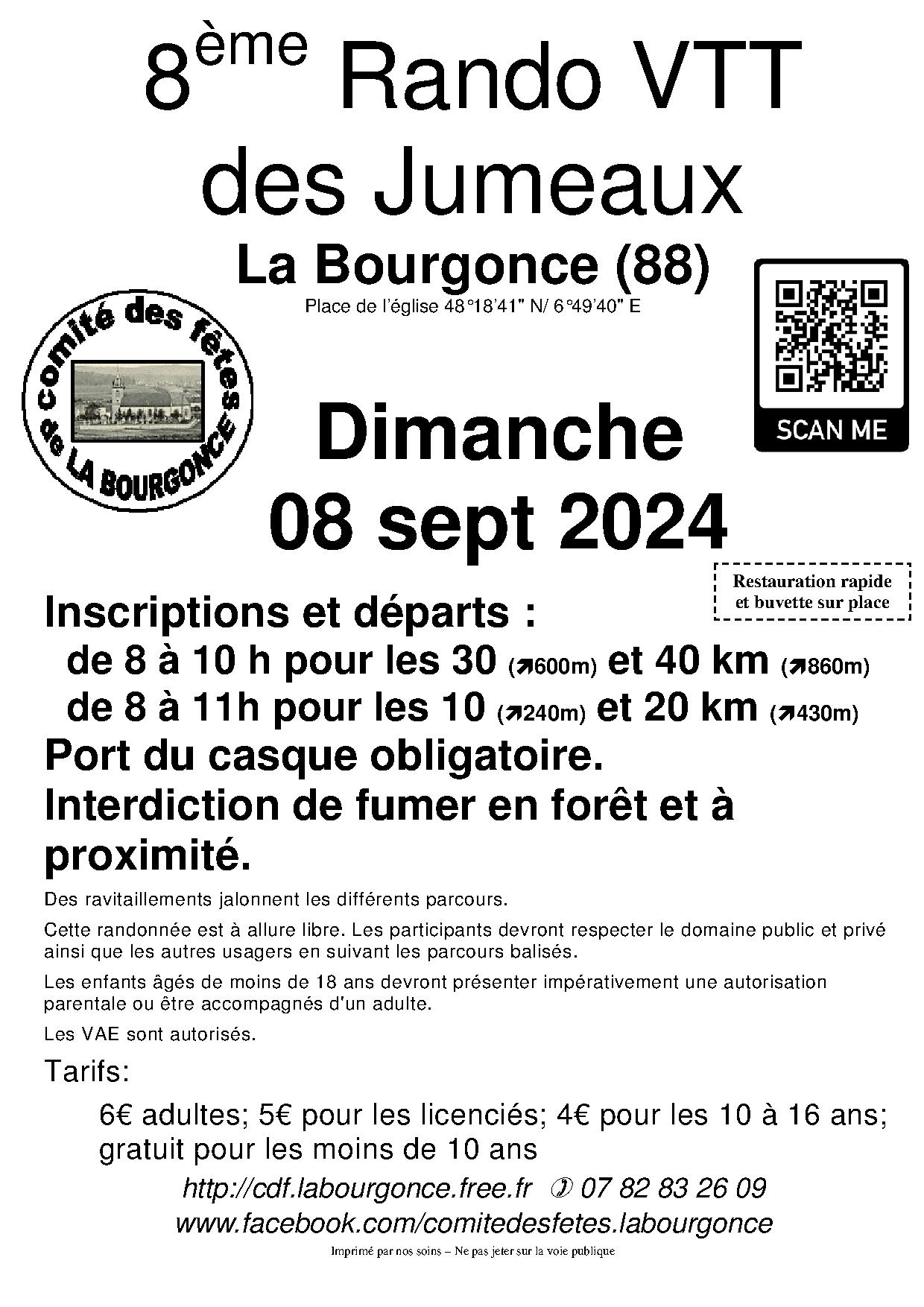 Affiche de La 8ème Rando VTT des Jumeaux à La Bourgonce (88) à La Bourgonce