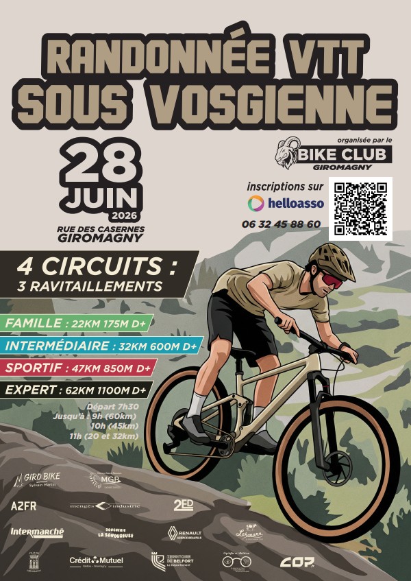 Affiche de La 1ère Randonnée VTT sous-vosgienne à Giromagny