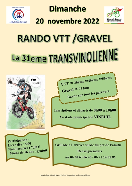 Affiche de LA TRANSVINOLIENNE (31ème  édition) à Vineuil
