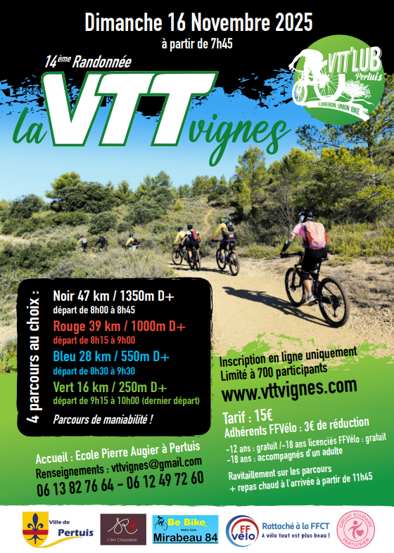 Affiche de La 14ème VTT VIGNES à Pertuis