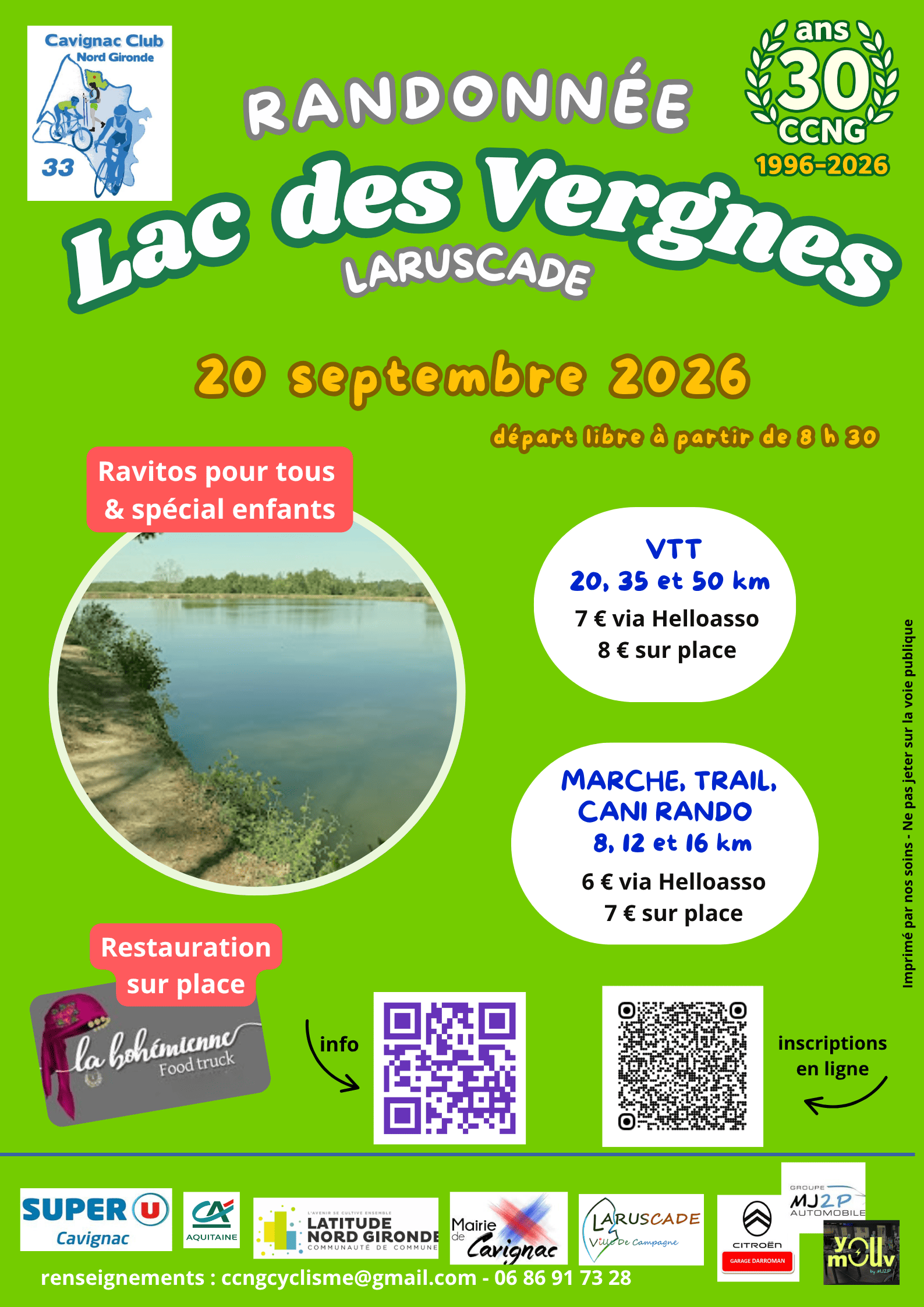 Affiche de La 15ème RANDONNÉE DU LAC DES VERGNES à Laruscade