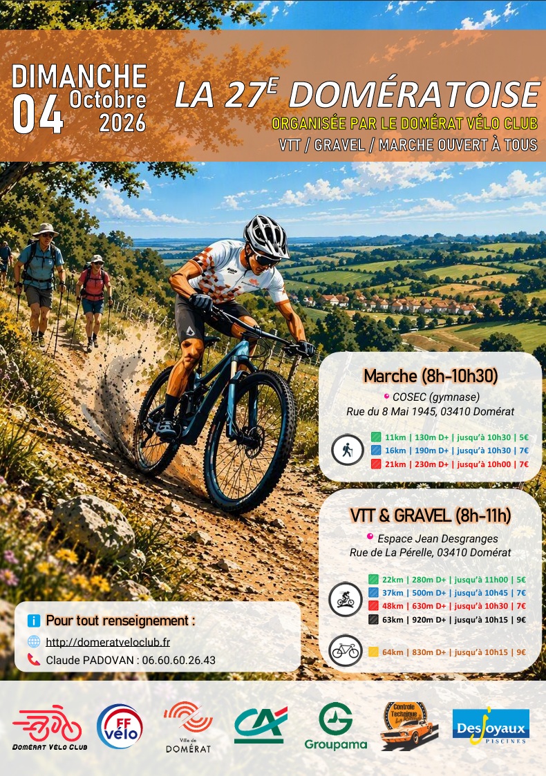 Affiche de La 27ème DOMERATOISE VTT à Domérat