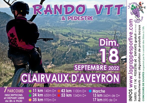 Affiche de Rando VTT et Pédestre "Autour du Vin"  (6ème  édition) à Clairvaux-d'Aveyron