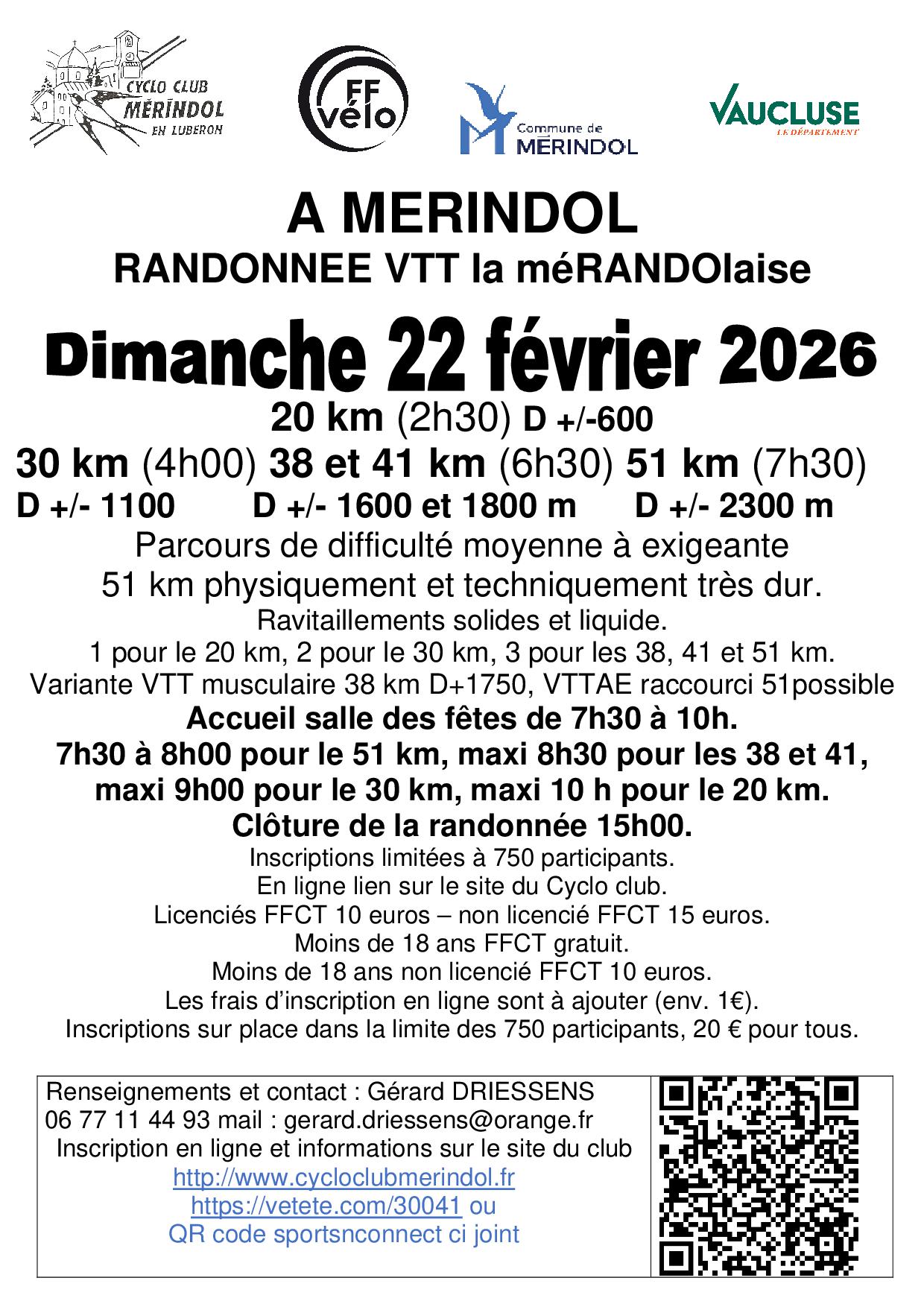 Affiche de La 15ème randonnée VTT la méRANDOlaise. à Mérindol
