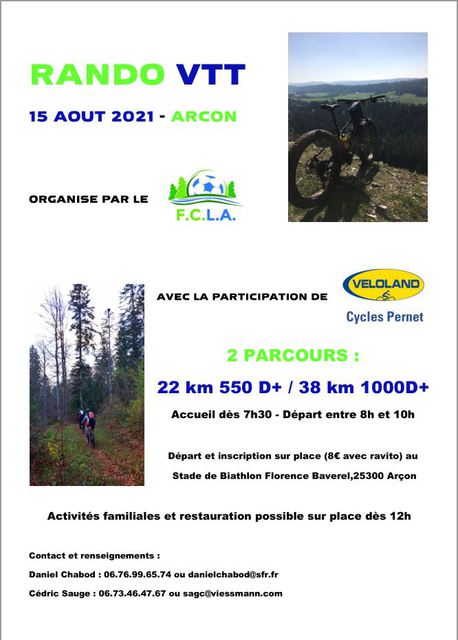 Affiche de La 3ème rando VTT à Arçon