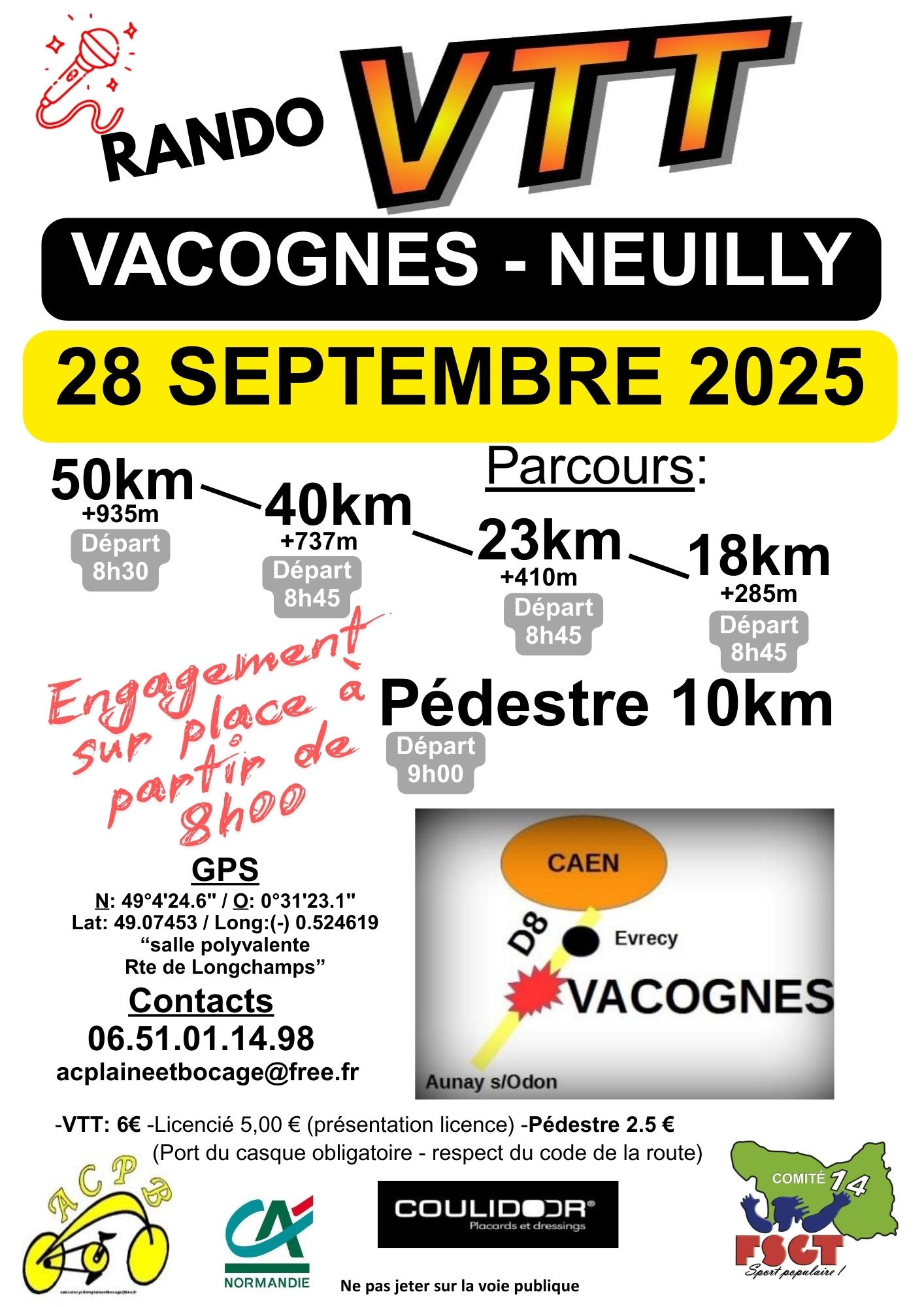 Affiche de Randonnées VTT- & marche à VACOGNES-NEUILLY (14210) à Neuilly-le-Malherbe