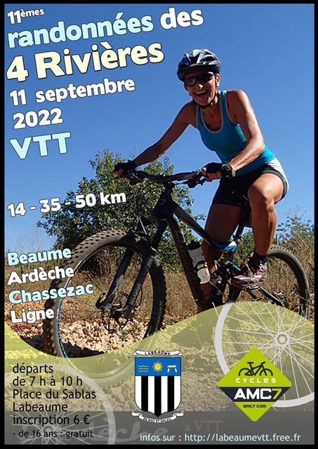 Affiche de Randonnée VTT des 4 Rivières (11ème  édition) à Labeaume