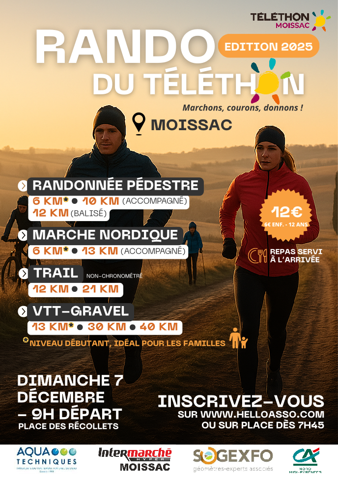 Affiche de La 1ère Rando du Téléthon à Moissac