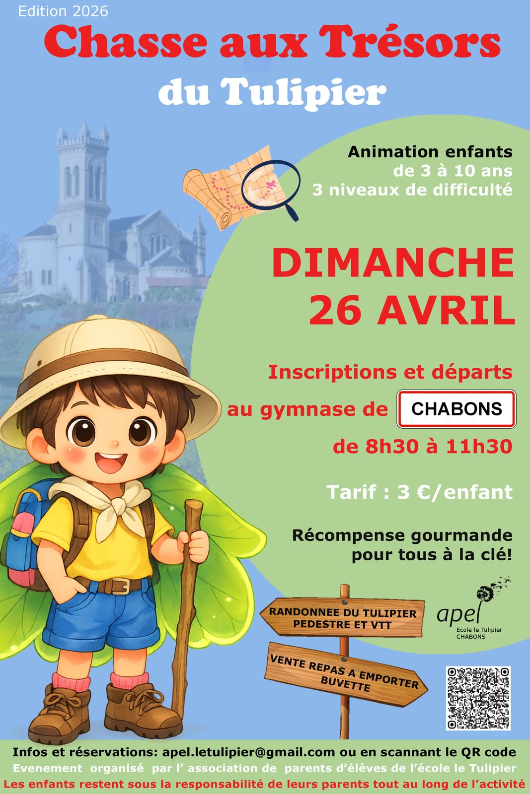 Affiche de La 20ème RANDO DU TULIPIER - VTT et pédestre - CHABONS à Châbons