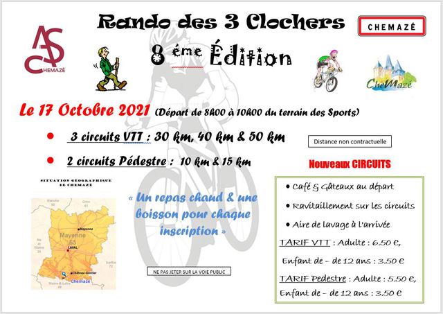 Affiche de La 8ème rando des 3 Clochers à Chemazé