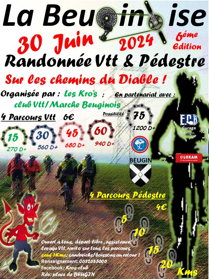 Affiche de La 6ème BEUGINOISE " Sur les chemins du diable " à Beugin