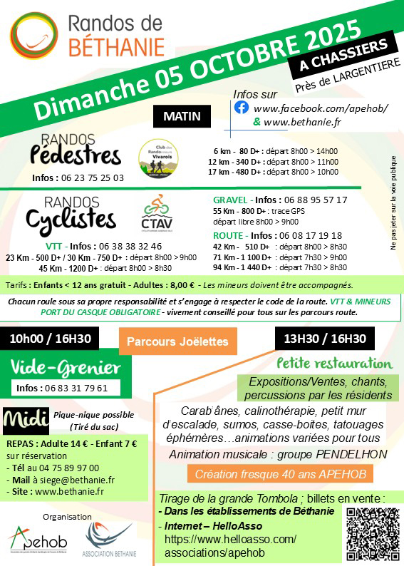 Affiche de Randos de Béthanie à Chassiers