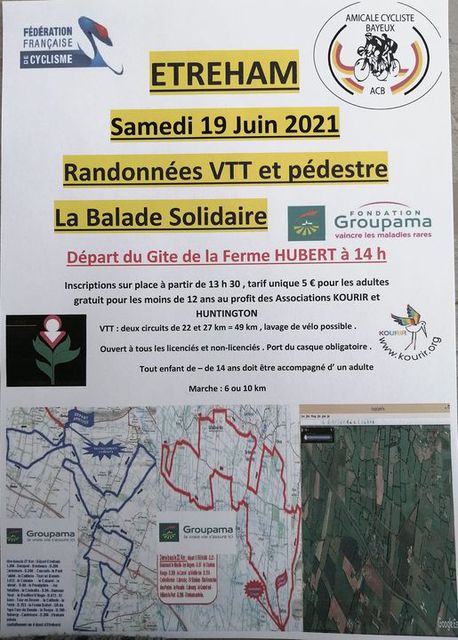Affiche de Randonnée VTT et pédestre La Balade Solidaire (2ème  édition) à Étreham