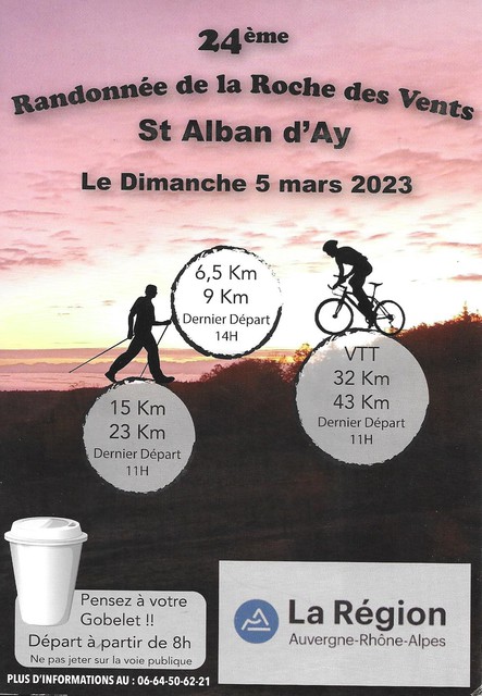 Affiche de Randonnée de la Roche des Vents (24ème  édition) à Saint-Alban-d'Ay