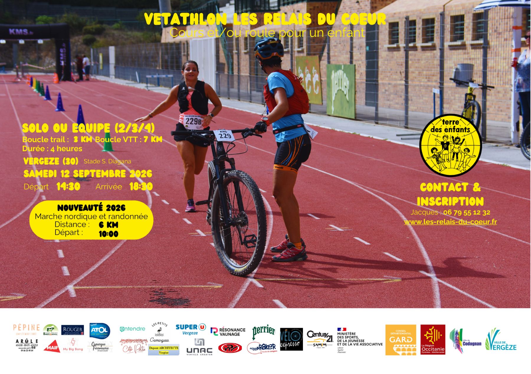 Affiche de Vétathlon Les Relais du Coeur (6ème édition) à Vergèze
