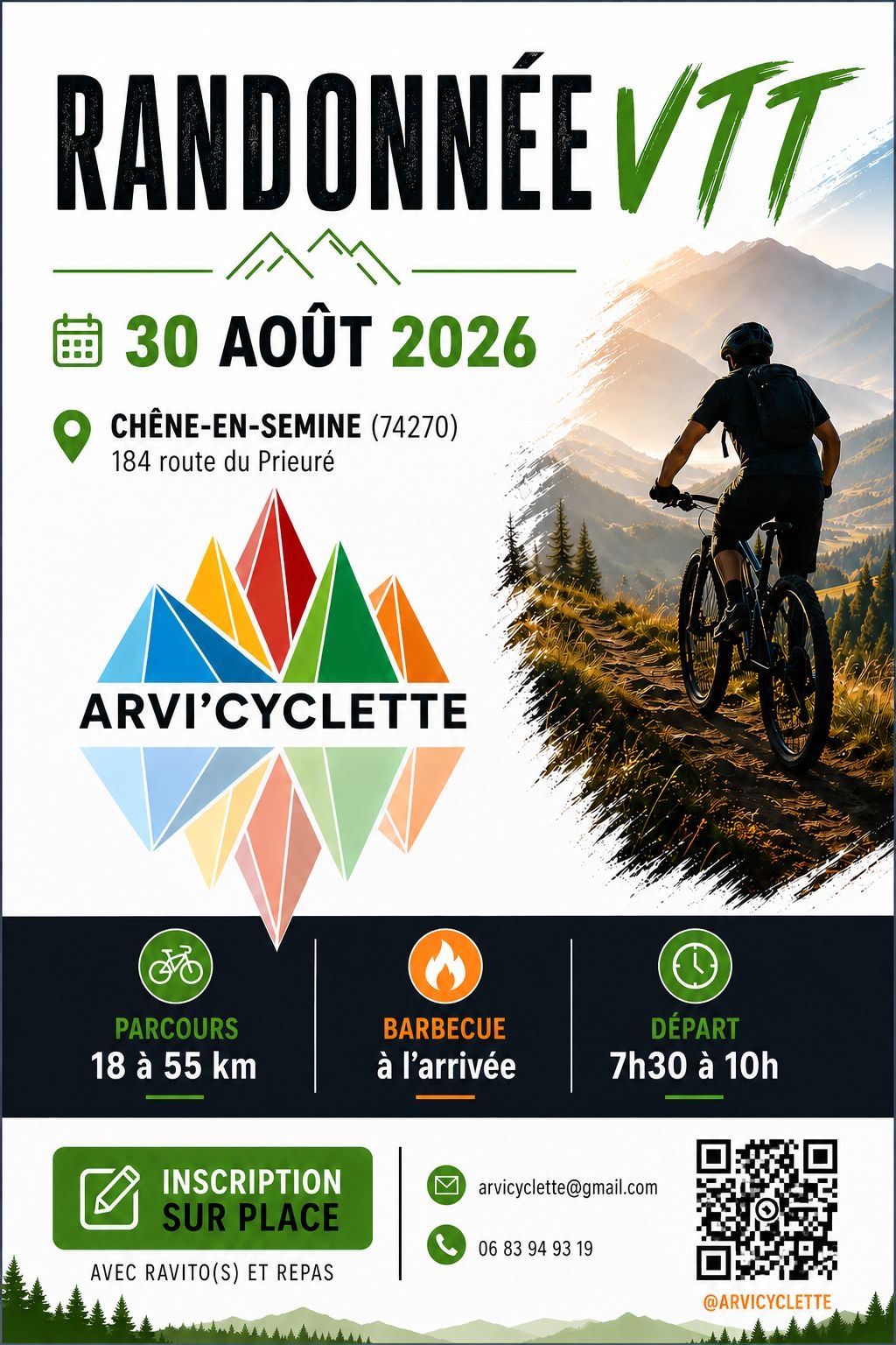 Affiche de La 2ème Randonnée VTT ARVI'CYCLETTE à Chêne-en-Semine