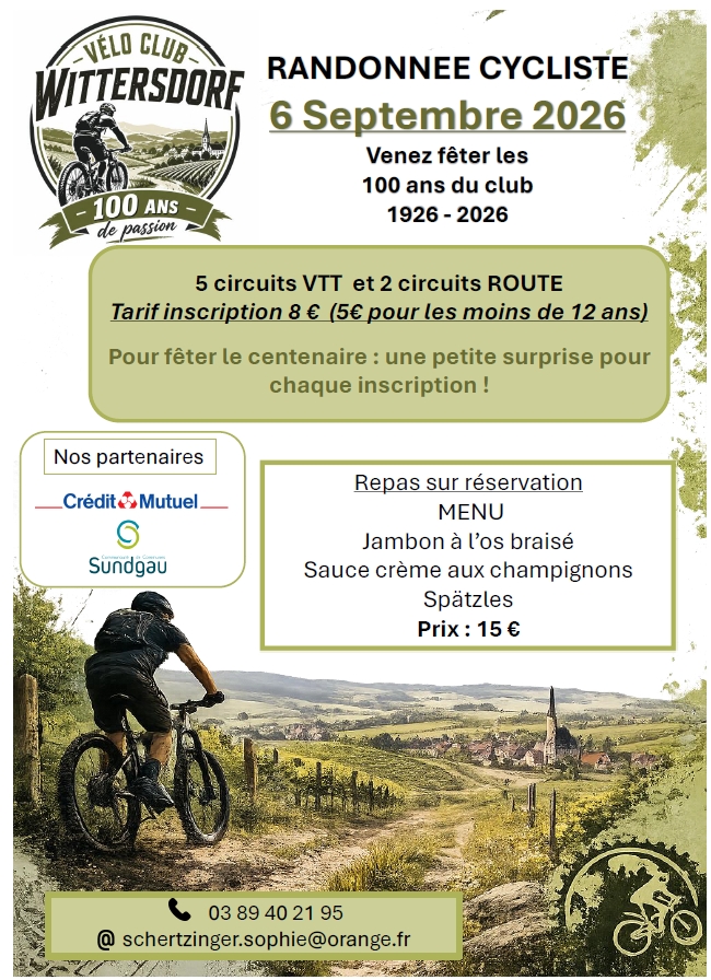 Affiche de La 42ème Randonnée du VCU Wittersdorf à Wittersdorf