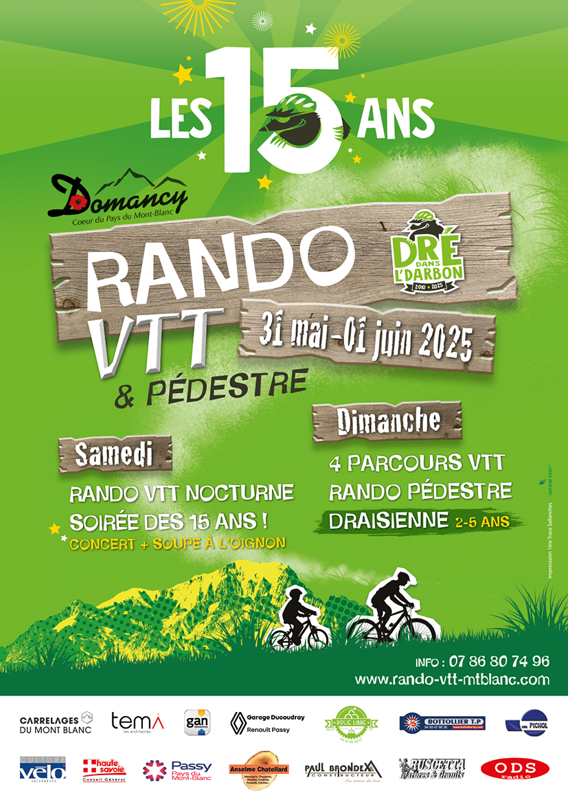 Affiche de Dré Dans l'Darbon, une rando VTT au Pays du Mont-blanc (15ème édition) à Domancy