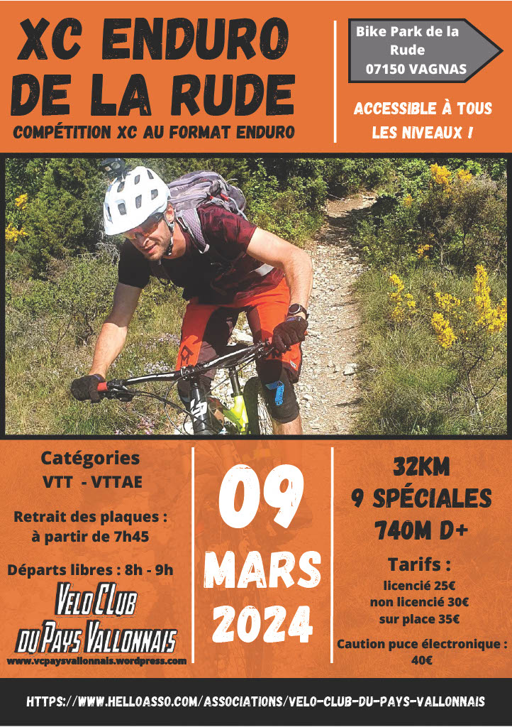 Affiche de XC ENDURO DE LA RUDE (2ème édition) à Vagnas