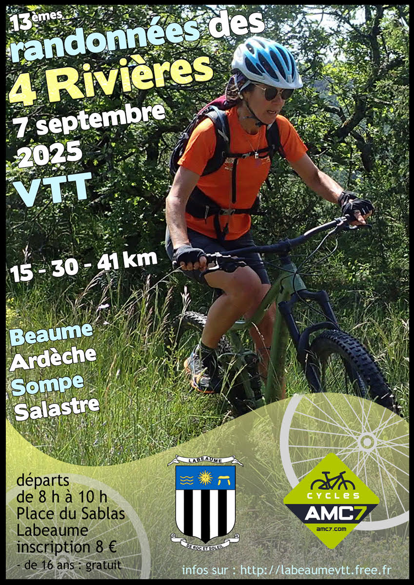 Affiche de La 14ème Randonnée VTT des 4 Rivières à Labeaume
