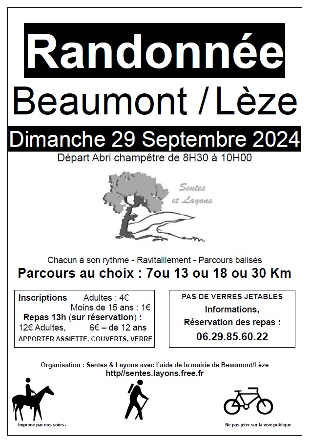 Affiche de Matinée de la randonnée Beaumont/Lèze (29ème édition) à Beaumont-sur-Lèze