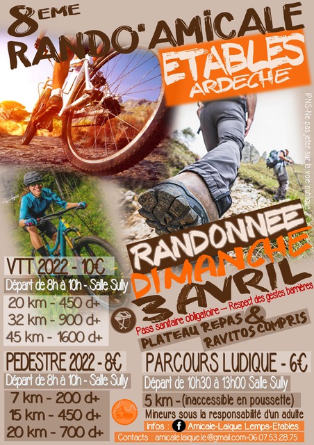 Affiche de 9ème Rando'Amicale - VTT et Pédestre  (8ème  édition) à Étables