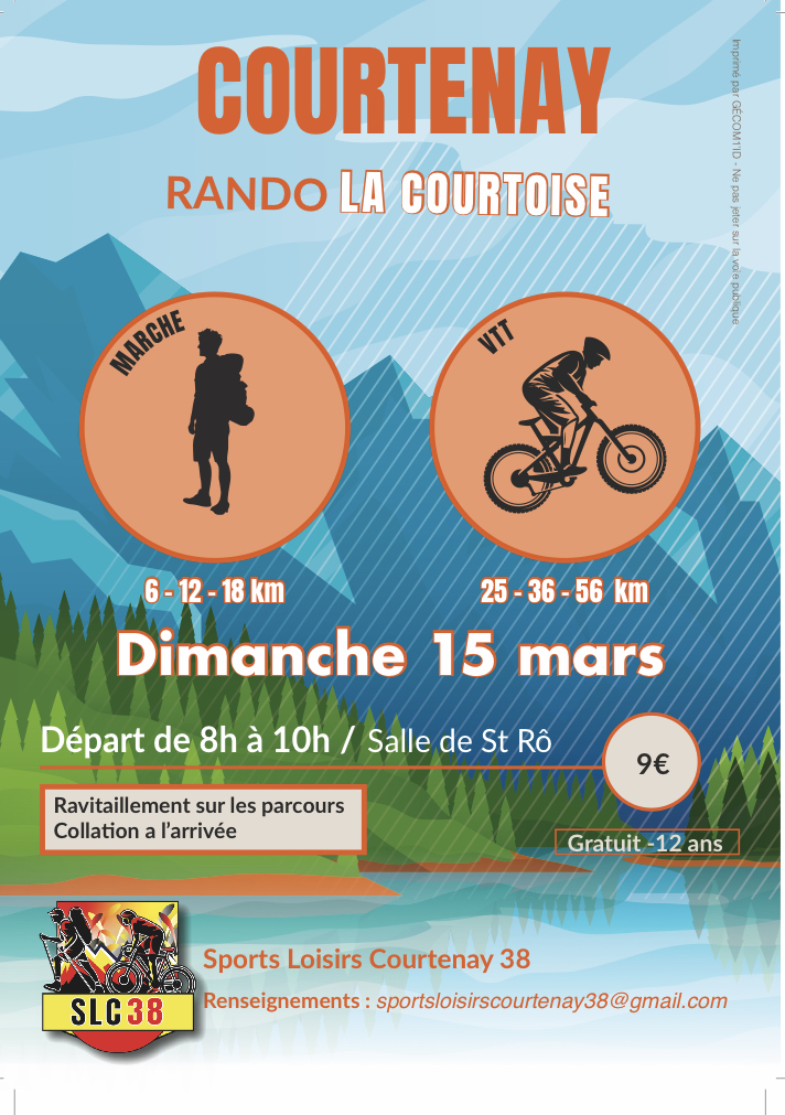 Affiche de La 19ème Rando VTT "la courtoise" SLC 38 à Courtenay