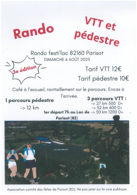 Affiche de Rando festi'lac  (3ème  édition) à Parisot