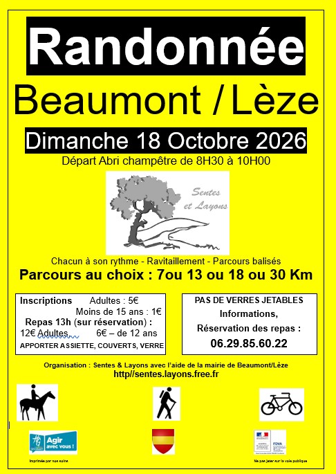 Affiche de Matinée de la randonnée Beaumont/Lèze (31ème édition) à Beaumont-sur-Lèze