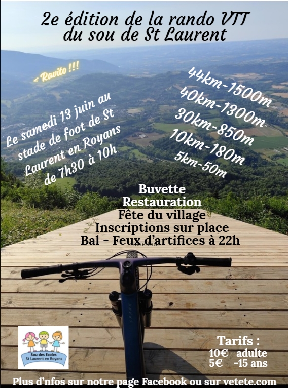Affiche de La 2ème Rando VTT du sou des écoles à Saint-Laurent-en-Royans