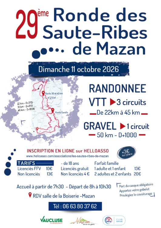 Affiche de La 29ème ronde des Saute-ribes - VTT et Gravel à Mazan