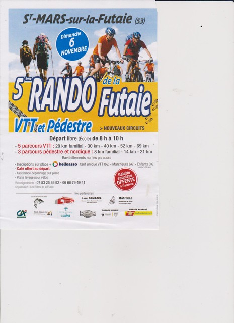 Affiche de  RANDO DE LA FUTAIE (5ème  édition) à Saint-Mars-sur-la-Futaie