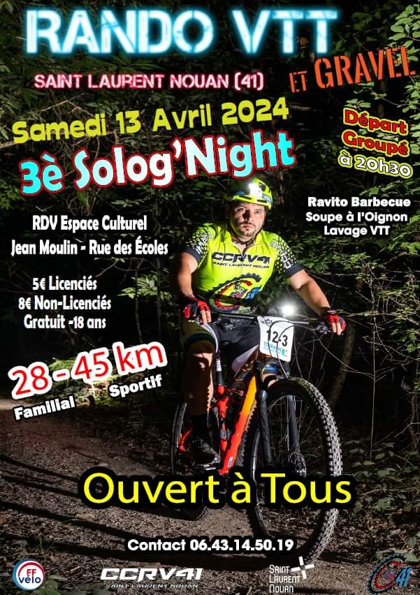 Affiche de 3è SOLOGNIGHT - Rando VTT Gravel Nocturne (3ème édition) à Saint-Laurent-Nouan