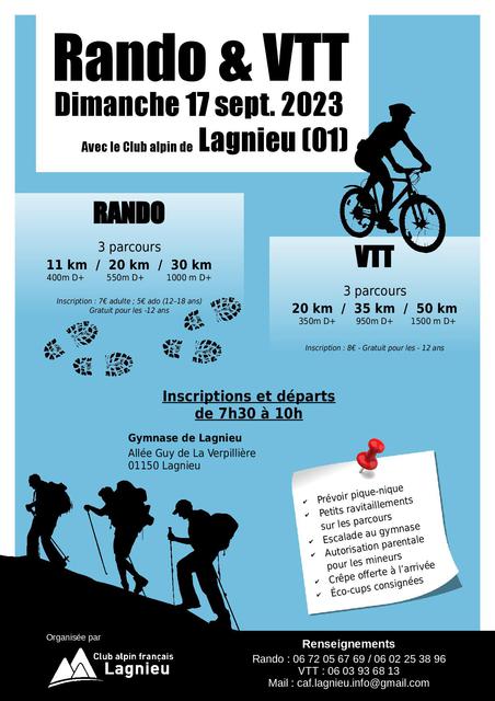 Affiche de VTT et Randonnée du Club Alpin de Lagnieu (10ème  édition) à Lagnieu