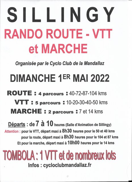 Affiche de Randonnée Cyclo Route, VTT, GRAVEL et Marche de la Montagne d'Age (30ème  édition) à Sillingy