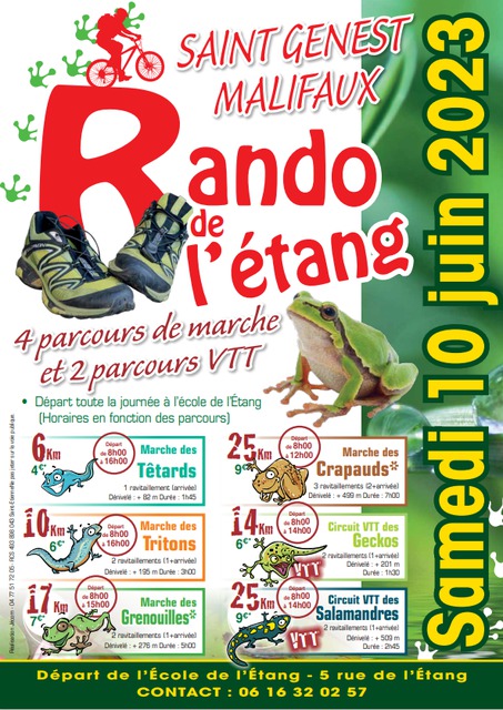 Affiche de Rando de l'étang (15ème  édition) à Saint-Genest-Malifaux