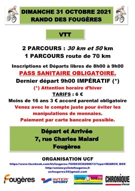 Affiche de Randonnee des fougeres   (36ème  édition) à Fougères