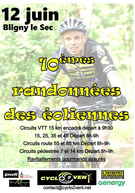 Affiche de 10èmes randonnées des éoliennes (10ème  édition) à Bligny-le-Sec