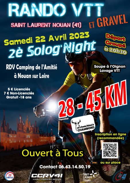 Affiche de 2è SOLOGNIGHT - Rando VTT Nocturne (2ème  édition) à Saint-Laurent-Nouan