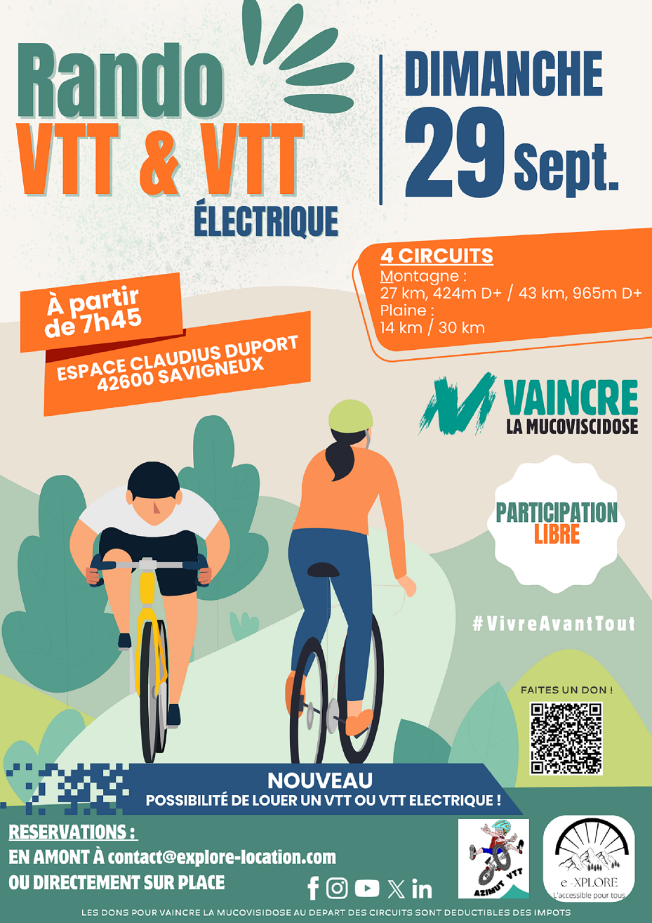 Affiche de Une randonnée VTT "Les virades de l'espoir" (32ème édition) à Savigneux