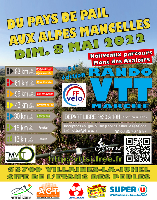 Affiche de Rando VTT du Pays de Pail aux Alpes Mancelles (31ème  édition) à Averton