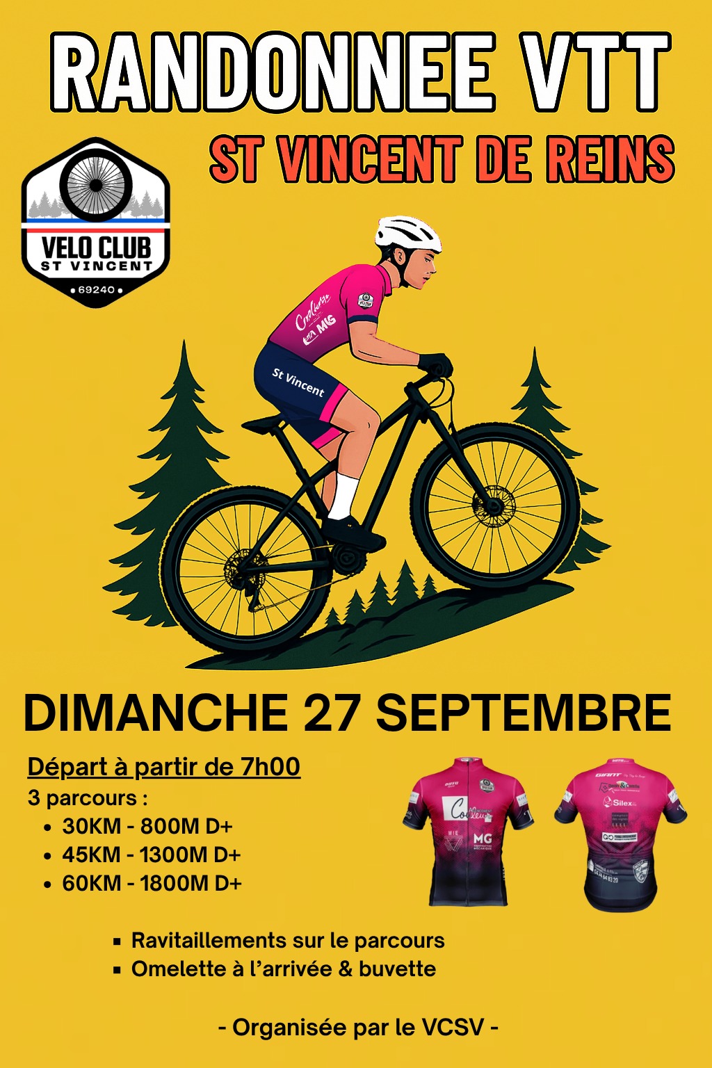 Affiche de La 3ème Randonnée VTT - St Vincent de Reins à Saint-Vincent-de-Reins