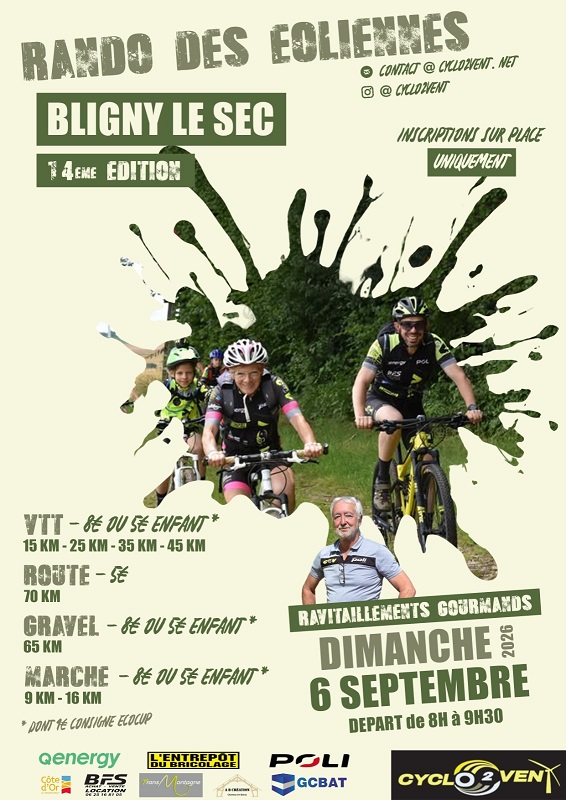 Affiche de La 14ème Randonnées des Eoliennes à Bligny-le-Sec