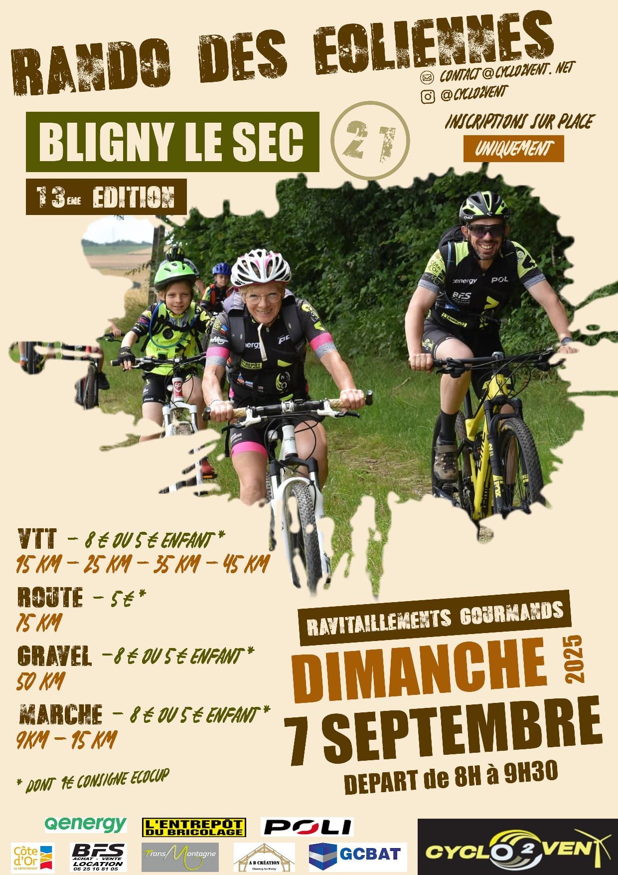 Affiche de La 13ème Randonnées des Eoliennes à Bligny-le-Sec