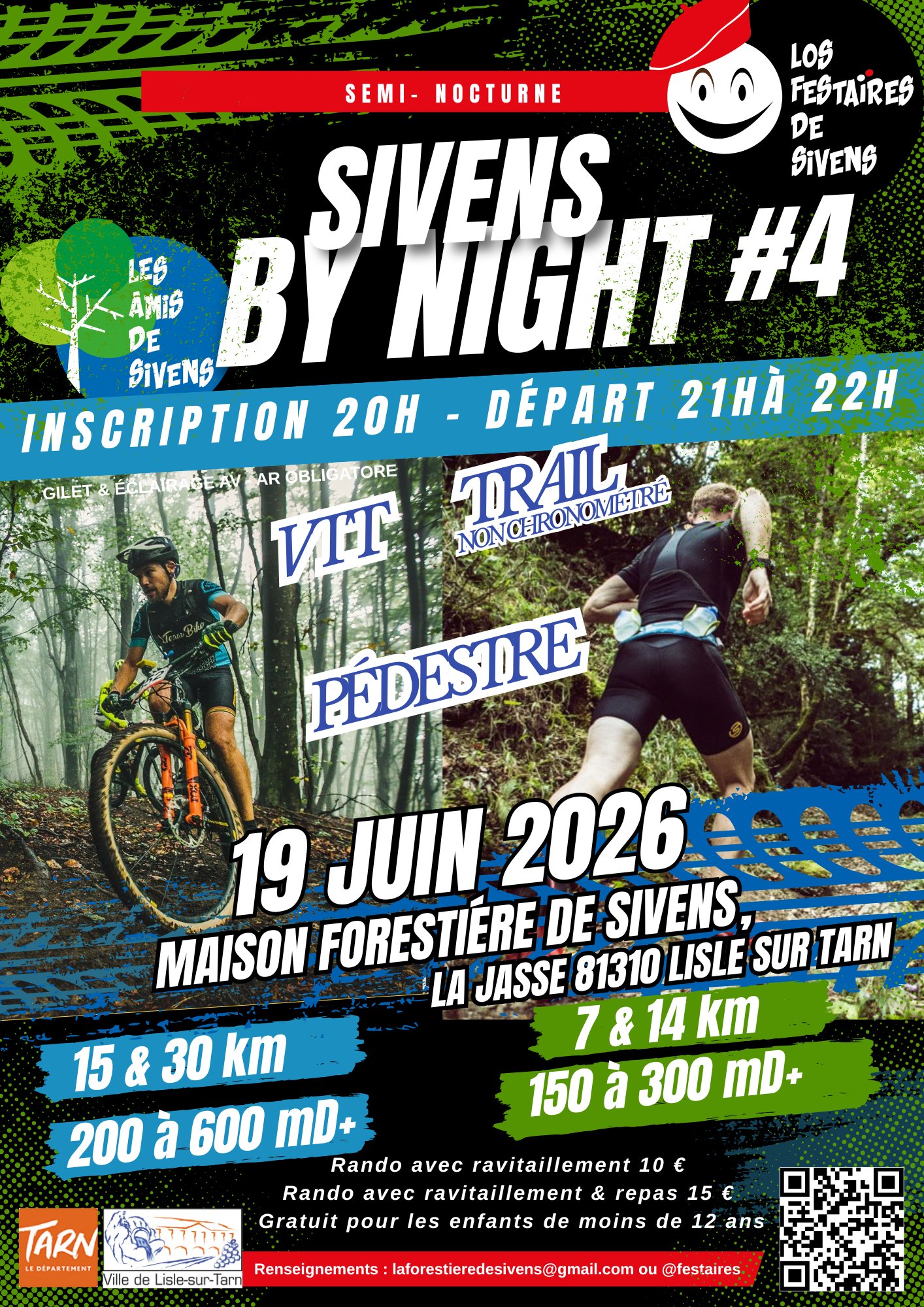Affiche de Sivens By Night Rando VTT & Pédestre/Trail Semi-nocturne (4ème édition) à Lisle-sur-Tarn
