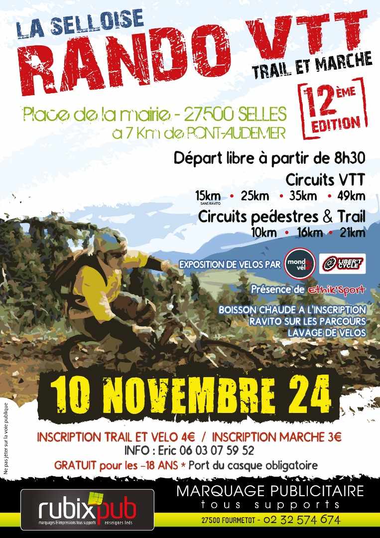 Affiche de La 12ème Rando VTT "La Selloise" à Selles