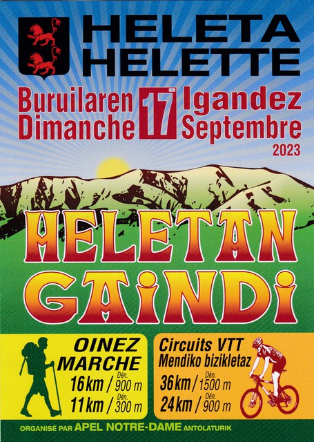 Affiche de HELATAN GAINDI randonnées VTT et pédestres  (6ème  édition) à Hélette